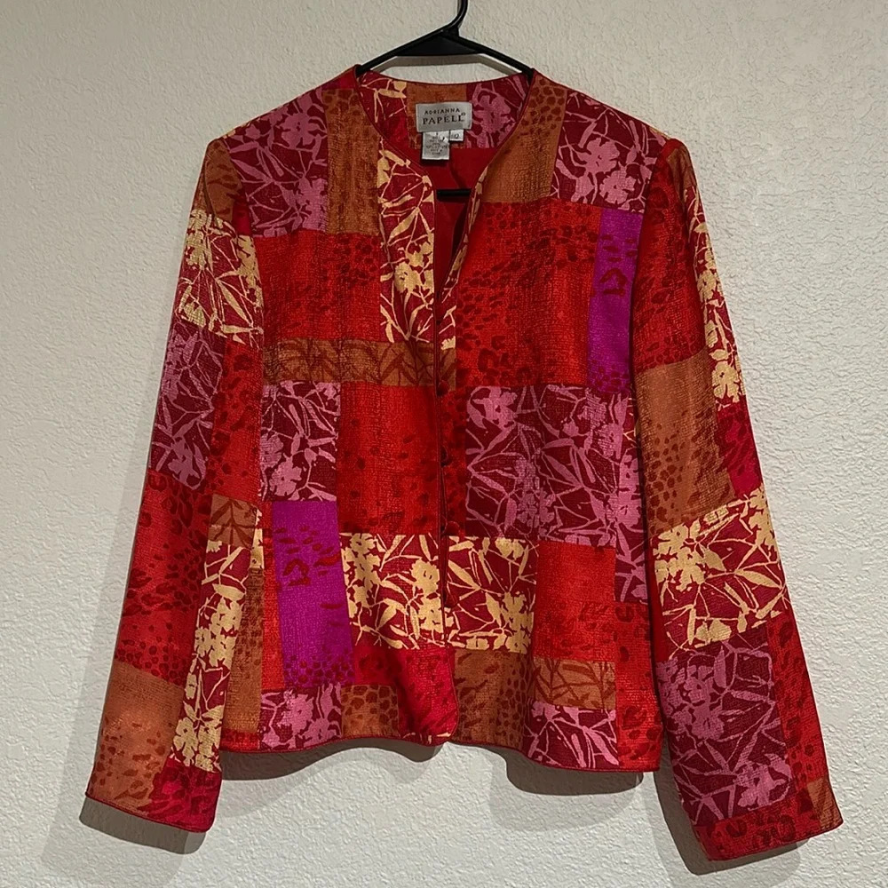 Adrianna Papell Red Formal Silk Jacket